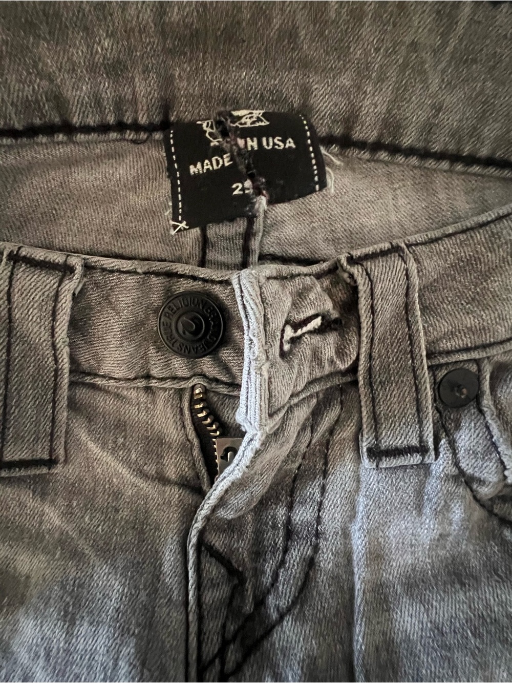 Vintage True Religion Stella Skinny Jeans Gray Wash Stretch Denim Size 24